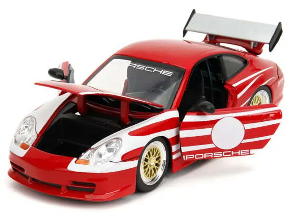 Porsche 911 GT3 (996) Red with White Graphics "Hyper-Spec" Series 1/24 Diecast Model Car by Jada #2