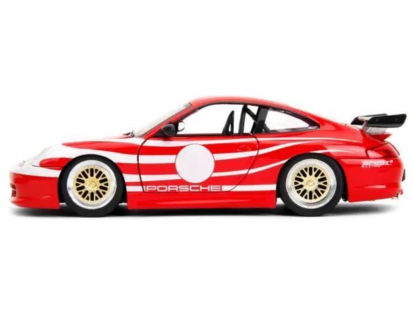 Porsche 911 GT3 (996) Red with White Graphics "Hyper-Spec" Series 1/24 Diecast Model Car by Jada #3