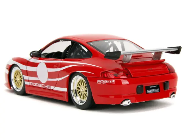 Porsche 911 GT3 (996) Red with White Graphics "Hyper-Spec" Series 1/24 Diecast Model Car by Jada #5