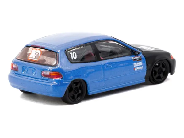 Honda Civic EG6 RHD (Right Hand Drive) #10 "Tarmac Works 10th Anniversary" Blue Metallic and Matt Black "Hobby64" Series 1/64 Diecast Model Car by Tarmac Works #3