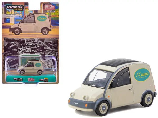 Nissan S-Cargo Van RHD (Right Hand Drive) "Presentation" Beige with Tarmac Cards "Global64" Series 1/64 Diecast Model Car by Tarmac Works #1
