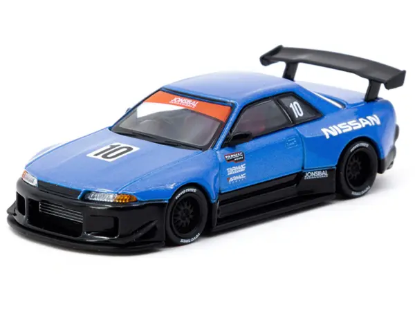 Nissan Skyline (R32) Widebody RHD (Right Hand Drive) #10 "Tarmac Works 10th Anniversary" Blue Metallic "Global64" 1/64 Diecast Model Car by Tarmac Works #2