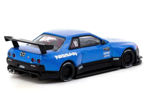 Nissan Skyline (R32) Widebody RHD (Right Hand Drive) #10 "Tarmac Works 10th Anniversary" Blue Metallic "Global64" 1/64 Diecast Model Car by Tarmac Works #3