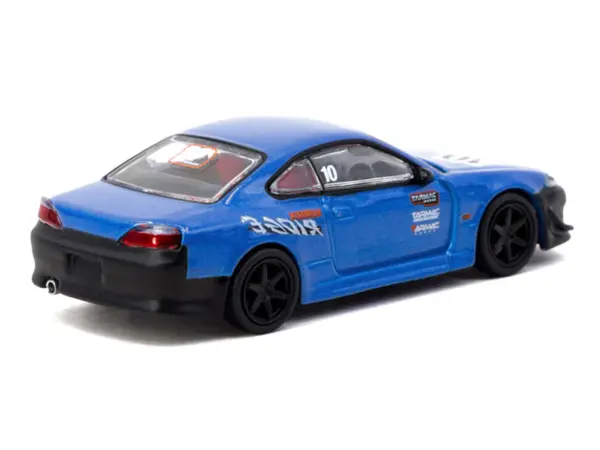 Nissan Vertex Silvia (S15) RHD (Right Hand Drive) #10 "Tarmac Works 10th Anniversary" Blue Metallic "Global64" 1/64 Diecast Model Car by Tarmac Works #3