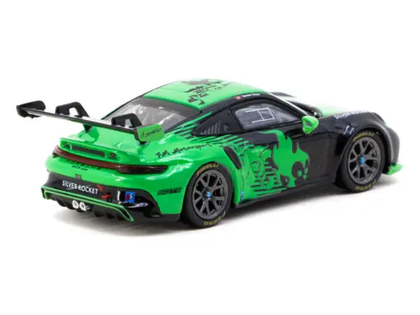 Porsche 911 GT3 Cup (992) "Fire Monkey Motorsport" Black and Green with Graphics "Hobby64" Series 1/64 Diecast Model Car by Tarmac Works #3