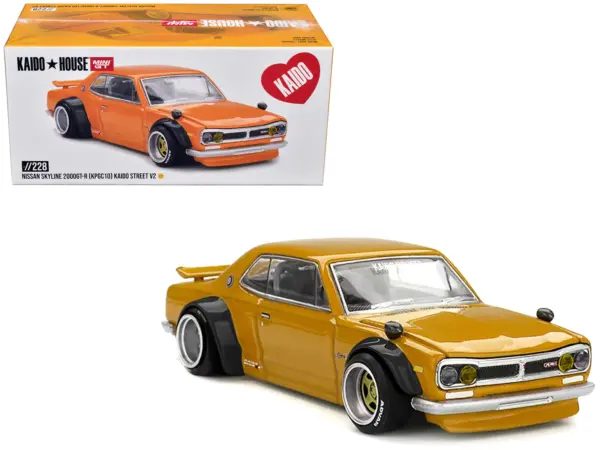 Nissan Skyline 2000GT-R (KPGC10) RHD (Right Hand Drive) "Kaido Street V2" Yellow (Designed by Jun Imai) "Kaido House" Special 1/64 Diecast Model Car by Mini GT #1