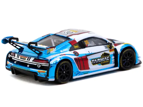 Audi R8 LMS GT3 evo II #30 James Yu "Uno Racing Team" "Macau GT Cup - FIA GT World Cup" (2024) with Plastic Transporter Packaging and Collectible Tarmac Cards "Hobby64" Series 1/64 Diecast Model Car by Tarmac Works #2