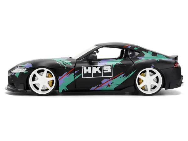 2020 Toyota GR Supra "HKS" Matt Black with Graphics "JDM Tuners" Series 1/24 Diecast Model Car by Jada #3