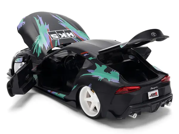 2020 Toyota GR Supra "HKS" Matt Black with Graphics "JDM Tuners" Series 1/24 Diecast Model Car by Jada #4