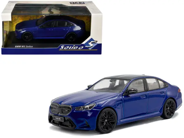 2024 BMW M5 Sedan Marina Bay Blue Metallic with Black Top 1/43 Diecast Model Car by Solido #1