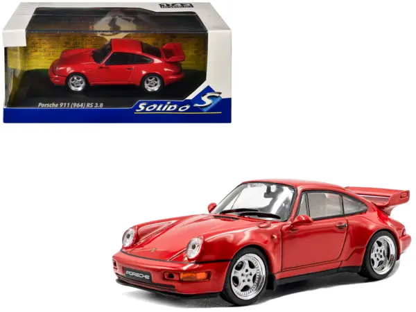 1994 Porsche 911 (964) RS 3.8 Guards Red 1/43 Diecast Model Car by Solido #1
