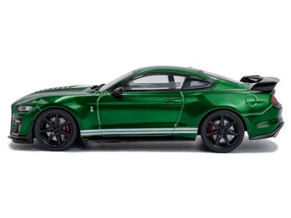 2020 Ford Mustang Shelby GT500 Fast Track Eruption Green Metallic with White Stripes 1/43 Diecast Model Car by Solido #2