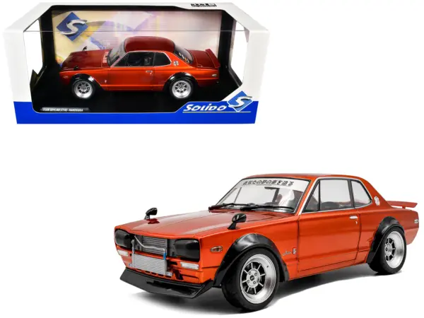 1970 Nissan Skyline (C10) Hakosuka RHD (Right Hand Drive) Orange Metallic 1/18 Diecast Model Car by Solido #1