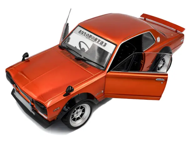 1970 Nissan Skyline (C10) Hakosuka RHD (Right Hand Drive) Orange Metallic 1/18 Diecast Model Car by Solido #2