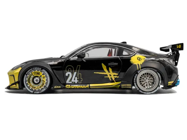 2024 Toyota GR86 Liberty Walk Body Kit RHD (Right Hand Drive) #24 Black with Gold Graphics 1/18 Diecast Model Car by Solido #3