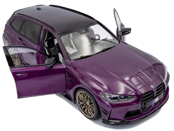 2024 BMW M3 Competition M xDrive Touring Twilight Purple Pearl Metallic with Black Top 1/18 Diecast Model Car by Solido #2