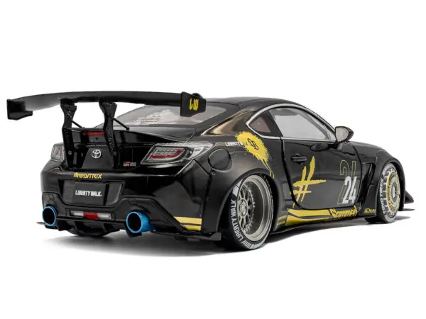 2024 Toyota GR86 Liberty Walk Body Kit RHD (Right Hand Drive) #24 Black with Gold Graphics 1/18 Diecast Model Car by Solido #4