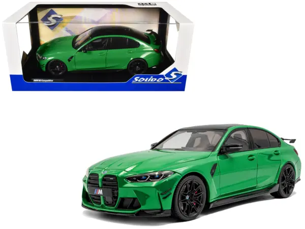 2024 BMW M3 Competition Signal Green with Carbon Top 1/18 Diecast Model Car by Solido #1