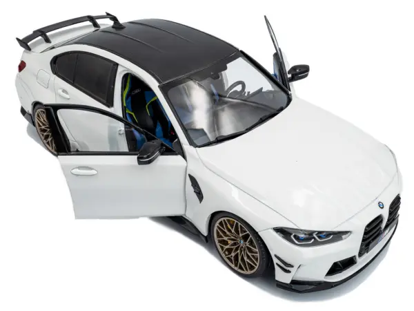 2024 BMW M3 Competition Alpine White with Carbon Top 1/18 Diecast Model Car by Solido #2