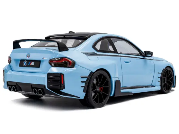 2024 BMW M2 Performance Parts Zandvoort Blue with Carbon Top and Black Stripes 1/18 Diecast Model Car by Solido #4