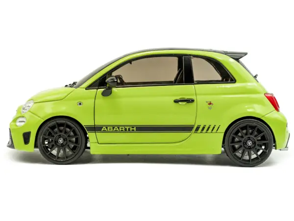 2023 Fiat F595 Abarth Verde Adrenalina Green with Black Top and Stripes 1/18 Diecast Model Car by Solido #3