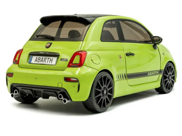 2023 Fiat F595 Abarth Verde Adrenalina Green with Black Top and Stripes 1/18 Diecast Model Car by Solido #4
