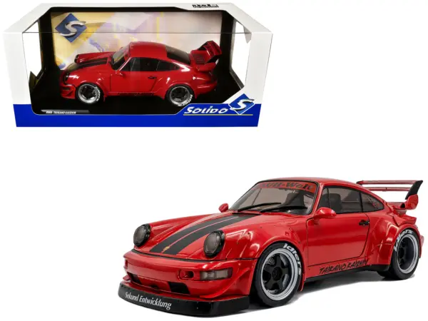 2024 RWB Bodykit "Taikano Kaishin" Red with Black Stripes 1/18 Diecast Model Car by Solido #1