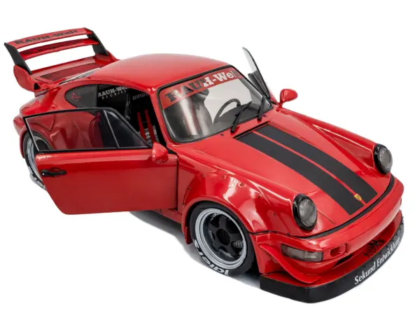 2024 RWB Bodykit "Taikano Kaishin" Red with Black Stripes 1/18 Diecast Model Car by Solido #2