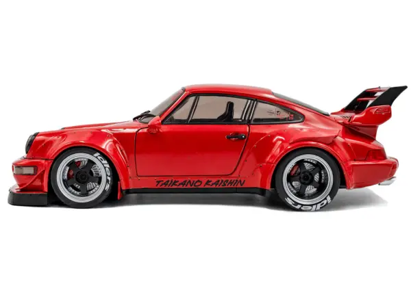 2024 RWB Bodykit "Taikano Kaishin" Red with Black Stripes 1/18 Diecast Model Car by Solido #3