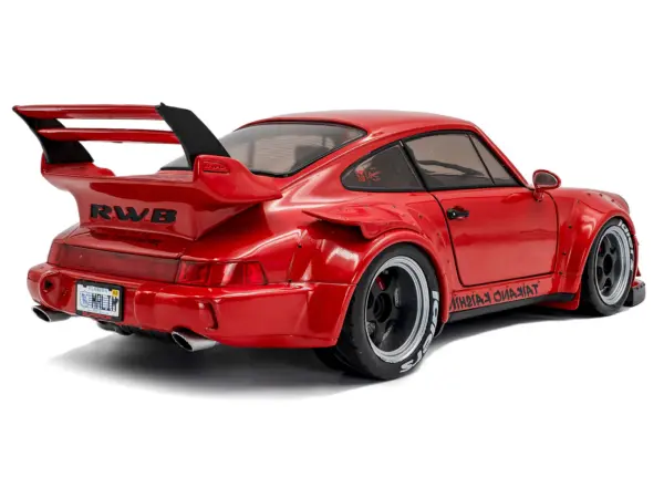 2024 RWB Bodykit "Taikano Kaishin" Red with Black Stripes 1/18 Diecast Model Car by Solido #4
