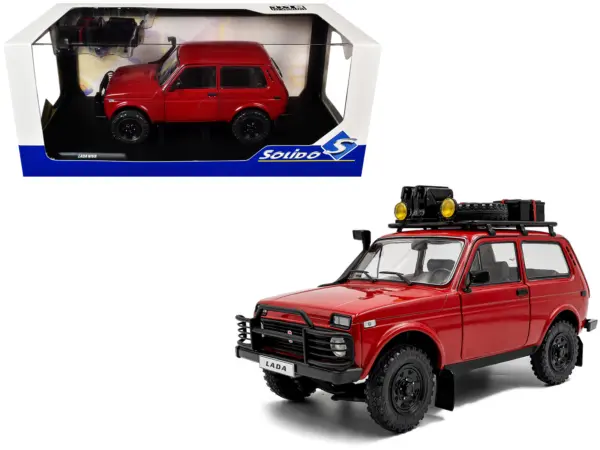 1980 Lada Niva Red with Roof Rack and Accessories 1/18 Diecast Model Car by Solido #1
