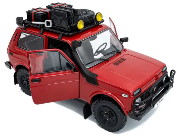1980 Lada Niva Red with Roof Rack and Accessories 1/18 Diecast Model Car by Solido #2