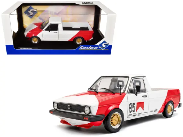 1983 Volkswagen Caddy MK 1 Pickup Truck "Red Cowboy Racing Tribute" White and Red 1/18 Diecast Model Car by Solido #1