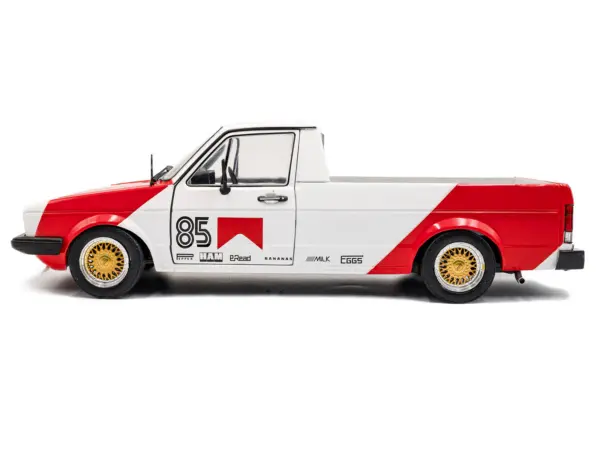 1983 Volkswagen Caddy MK 1 Pickup Truck "Red Cowboy Racing Tribute" White and Red 1/18 Diecast Model Car by Solido #3