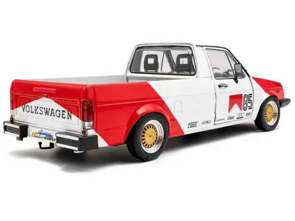 1983 Volkswagen Caddy MK 1 Pickup Truck "Red Cowboy Racing Tribute" White and Red 1/18 Diecast Model Car by Solido #4