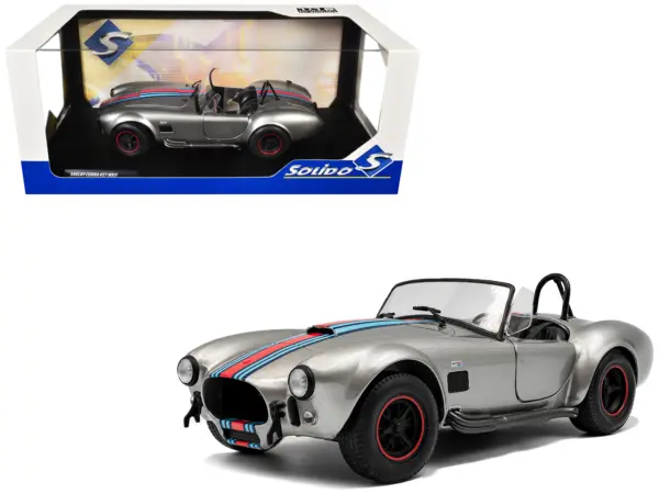 1965 Shelby Cobra 427 MKII "Solido Works M Racing Tribute" Gray Metallic with Stripes 1/18 Diecast Model Car by Solido #1