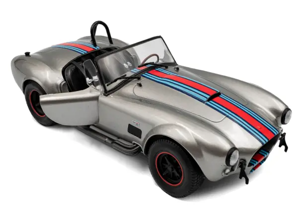 1965 Shelby Cobra 427 MKII "Solido Works M Racing Tribute" Gray Metallic with Stripes 1/18 Diecast Model Car by Solido #2