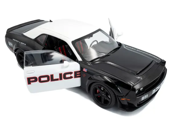 2023 Dodge Challenger Demon "Police" Black and White 1/18 Diecast Model Car by Solido #2