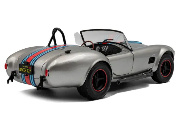 1965 Shelby Cobra 427 MKII "Solido Works M Racing Tribute" Gray Metallic with Stripes 1/18 Diecast Model Car by Solido #4