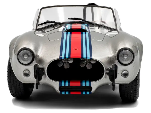 1965 Shelby Cobra 427 MKII "Solido Works M Racing Tribute" Gray Metallic with Stripes 1/18 Diecast Model Car by Solido #5