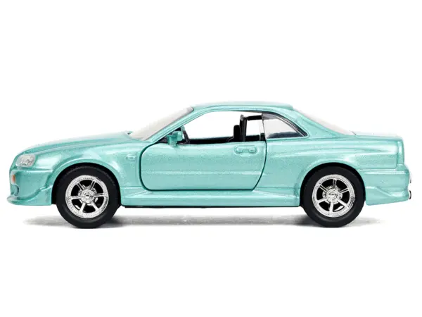 Brian's Nissan Skyline GT-R (BNR34) RHD (Right Hand Drive) Turquoise Metallic "Fast & Furious" Movie 1/32 Diecast Model Car by Jada #3