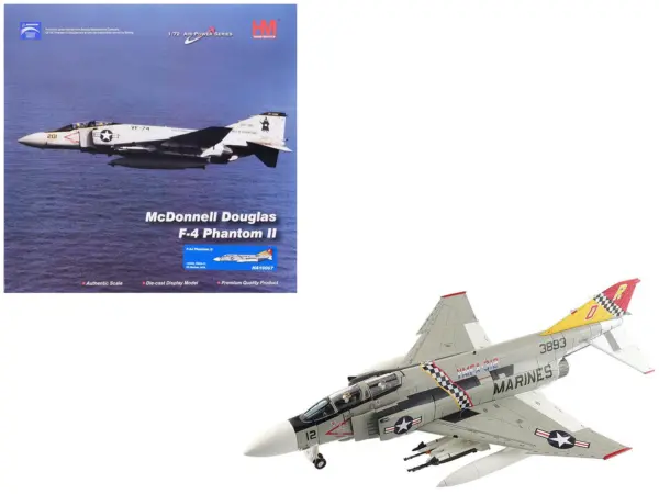 McDonnell Douglas F-4J Phantom II Fighter-Bomber Aircraft "153893 VMFA-312 Checkerboards" (1976) United States Marine Corps "Air Power Series" 1/72 Diecast Model by Hobby Master #1