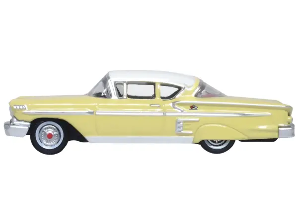 1958 Chevrolet Impala Sport Colonial Cream with Snowcrest White Top 1/87 (HO) Scale Diecast Model Car by Oxford Diecast #2