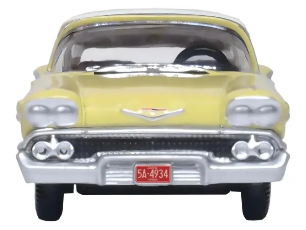 1958 Chevrolet Impala Sport Colonial Cream with Snowcrest White Top 1/87 (HO) Scale Diecast Model Car by Oxford Diecast #4
