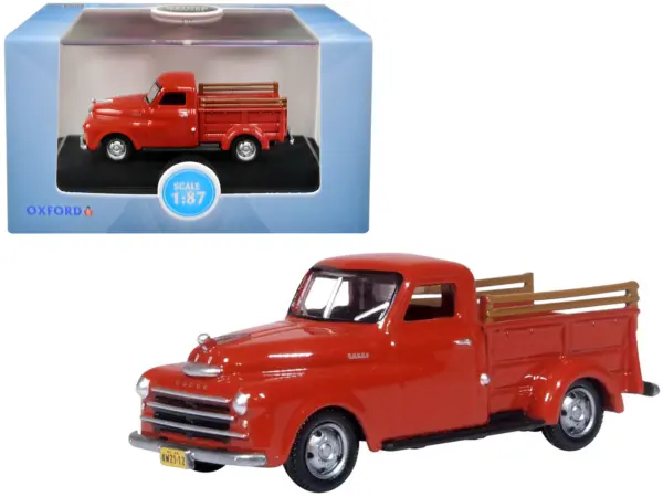 1948 Dodge B-1B Pickup Truck Red 1/87 (HO) Scale Diecast Model Car by Oxford Diecast #1