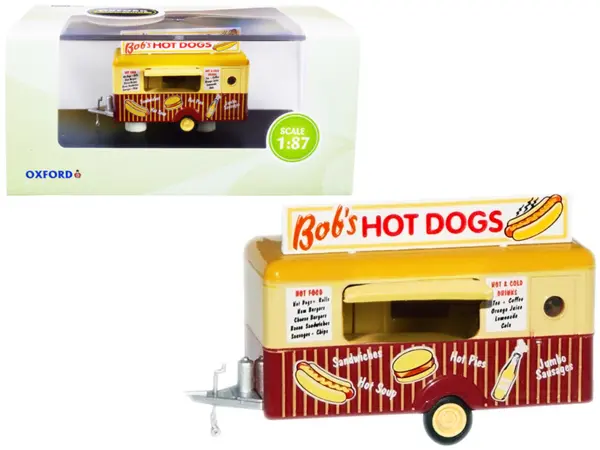 "Bob's Hot Dogs" Mobile Food Trailer 1/87 (HO) Scale Diecast Model by Oxford Diecast #1