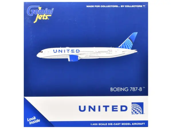 Boeing 787-8 Commercial Aircraft "United Airlines" (N26902) White with Blue Tail 1/400 Diecast Model Airplane by GeminiJets #3