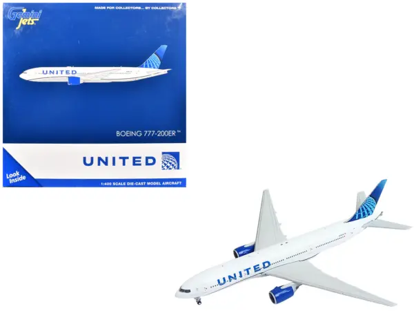 Boeing 777-200ER Commercial Aircraft "United Airlines" (N798UA) White with Blue Tail 1/400 Diecast Model Airplane by GeminiJets #1