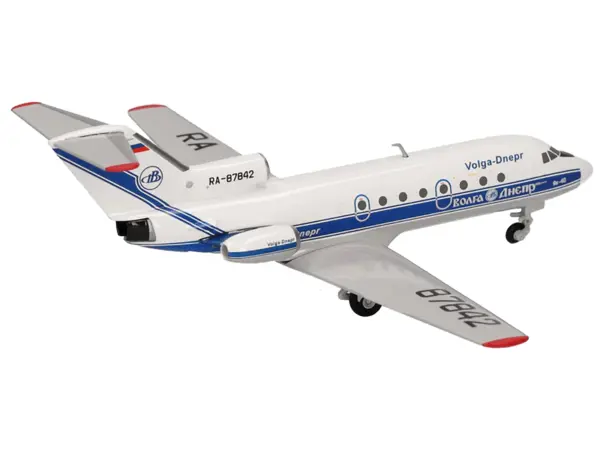 Yakovlev Yak-40 Commercial Aircraft "Volga-Dnepr Airlines" (RA-87842) White with Blue Stripes 1/200 Diecast Model Airplane by Herpa #3
