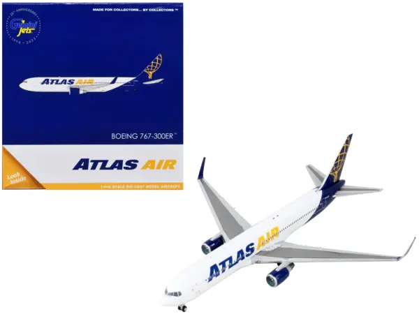 Boeing 767-300ER Commercial Aircraft "Atlas Air" White and Blue 1/400 Diecast Model Airplane by GeminiJets #1